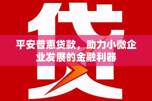 包河平安普惠贷款，助力小微企业发展的金融利器